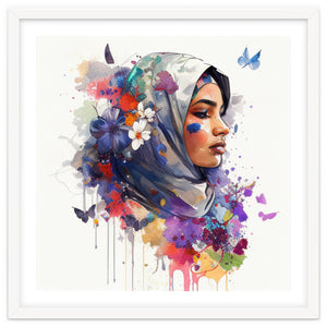 Watercolor Floral Muslim Arabian Woman #5 by Chromatic Fusion Studio