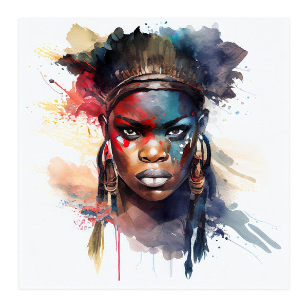 Watercolor African Warrior Woman #4 (Print Only) Art Print by Chromatic ...