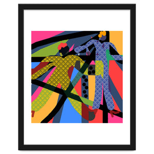 LADIES WEARING YELLOW AND BLUE PATTERNS by Diana L. Bruner