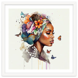 Watercolor Floral Muslim African Woman #3 by Chromatic Fusion Studio