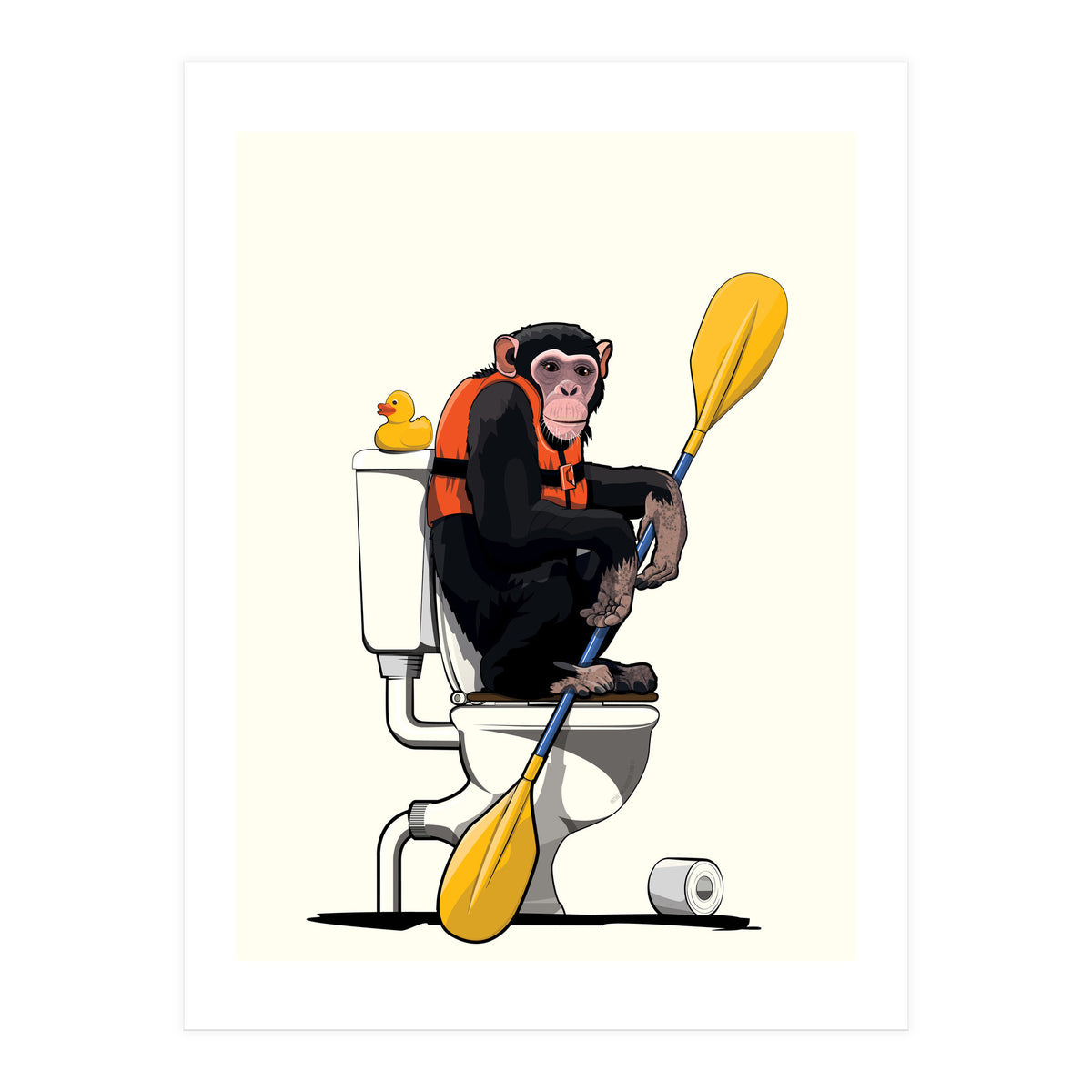 Chimp on the Toilet, Funny Bathroom Humour (Print Only)