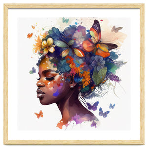 Watercolor Butterfly African Woman #7 by Chromatic Fusion Studio