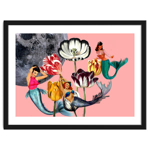 Mermaid Floral with moon by bruxamagica
