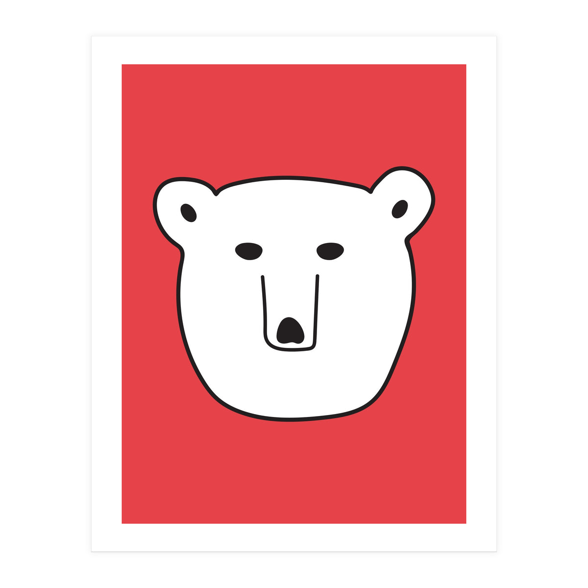 Polar Bear Portrait On a Red Background (Print Only)