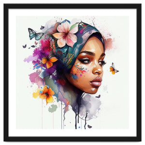 Watercolor Floral Arabian Woman #2 by Chromatic Fusion Studio