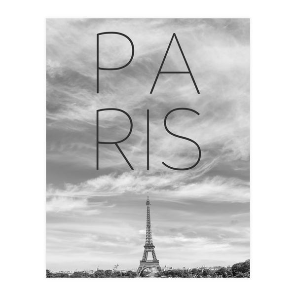 PARIS Eiffel Tower Text & Skyline (Print Only) Art Print by Melanie