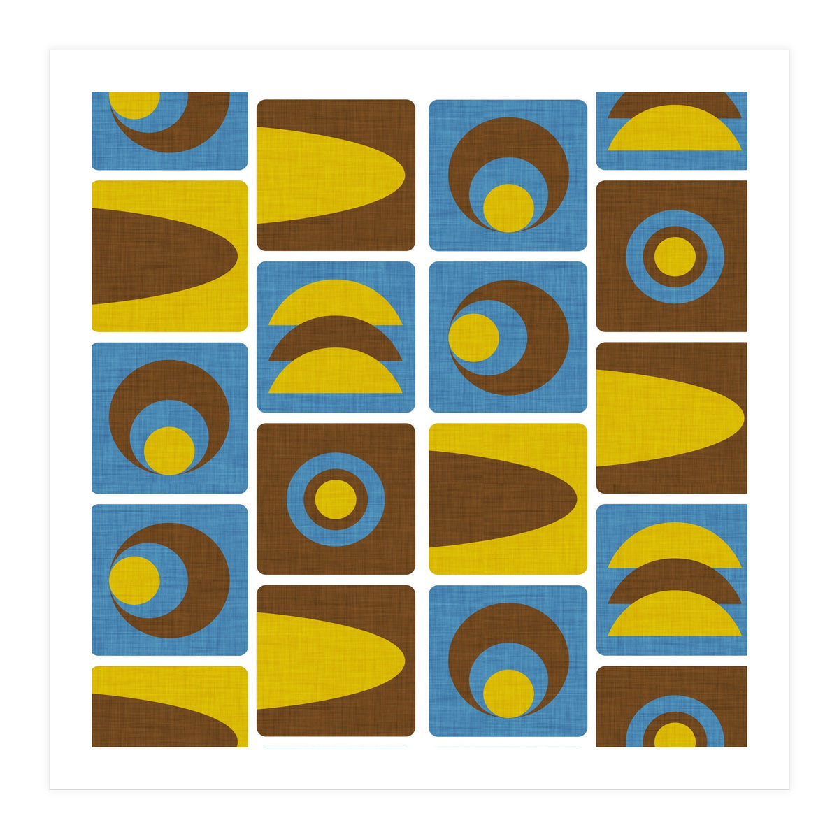 70s Cube Geo Blue (Print Only)