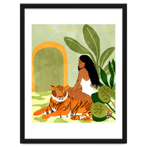 Just You & Me | Tiger Urban Jungle Friendship | Wild Cat Bohemian Black Woman with Pet by 83 Oranges