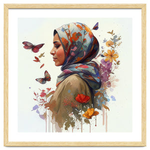 Watercolor Floral Muslim Woman #2 by Chromatic Fusion Studio