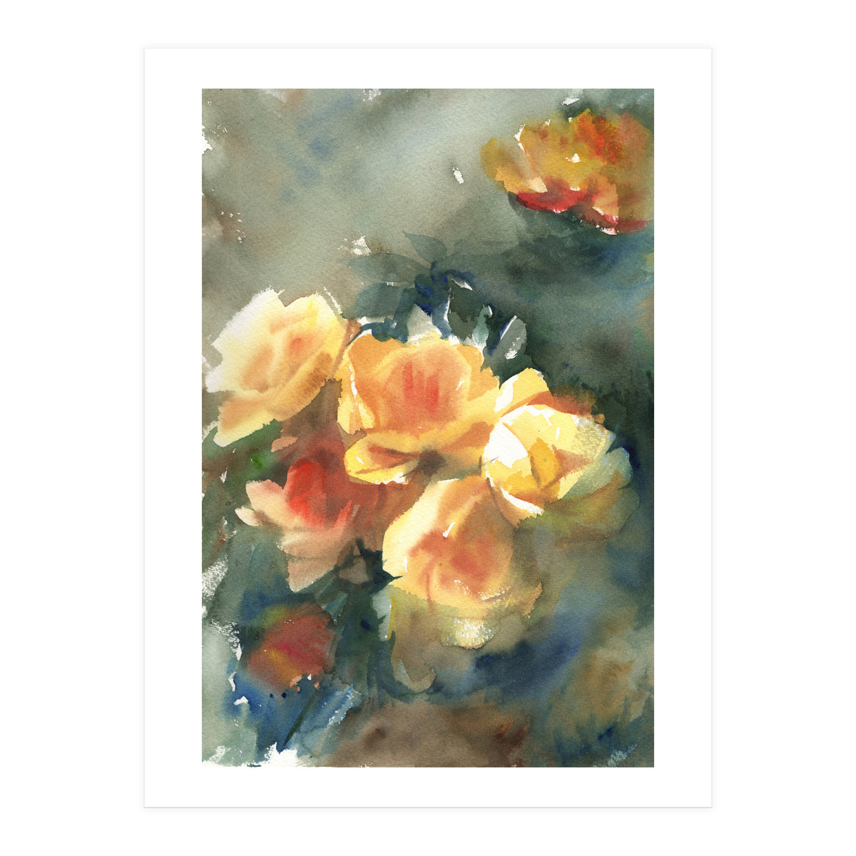Abstract watercolor flowers (Print Only)