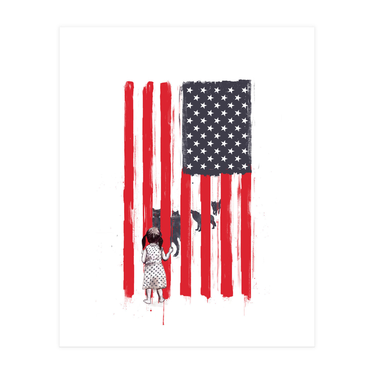 Little Girl And Wolves (Print Only)