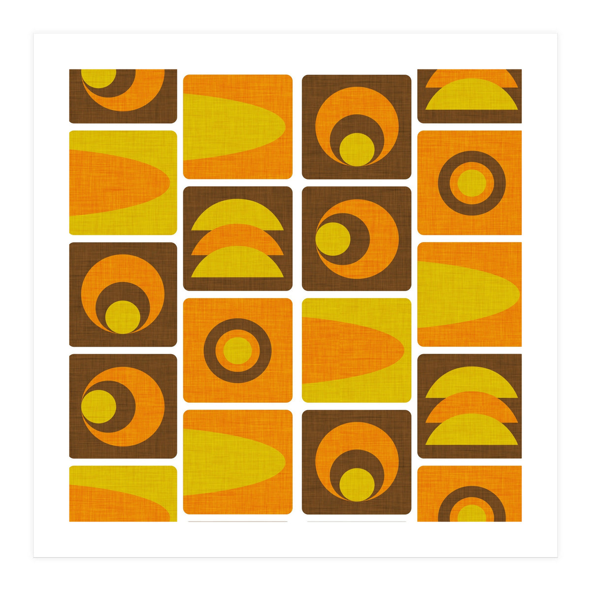70s Cube Geo Brown (Print Only)