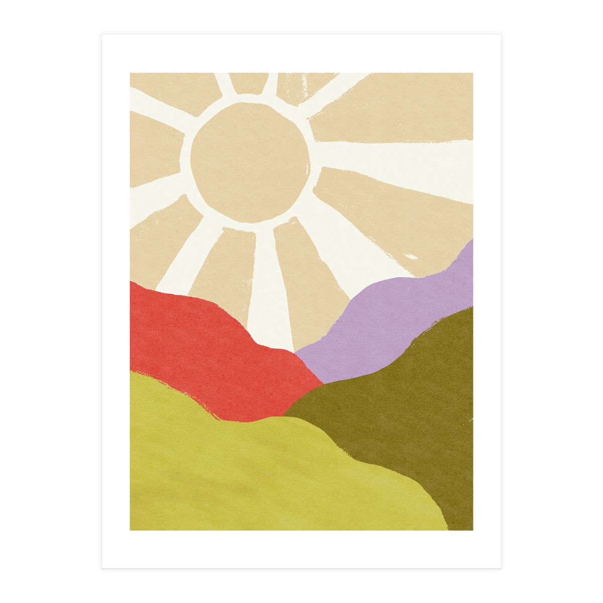Sunshine & Hills \\ Retro Landscape (Print Only)