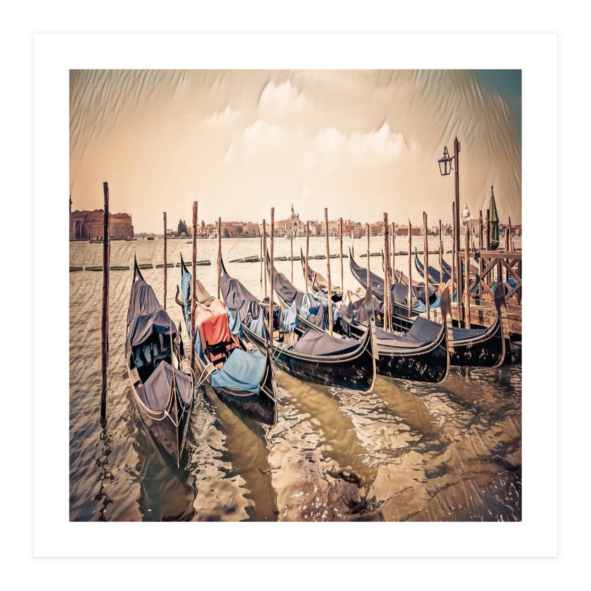 Several Gondolas boats, Colorful Italy (Print Only)