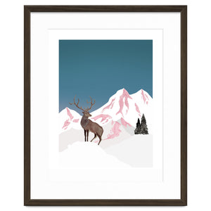 Mountain Love Winter Stag by Mantika Studio
