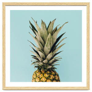 Pineapple On Blue Background by Vitor Costa