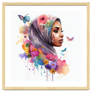 Watercolor Floral Muslim Arabian Woman #7 by Chromatic Fusion Studio