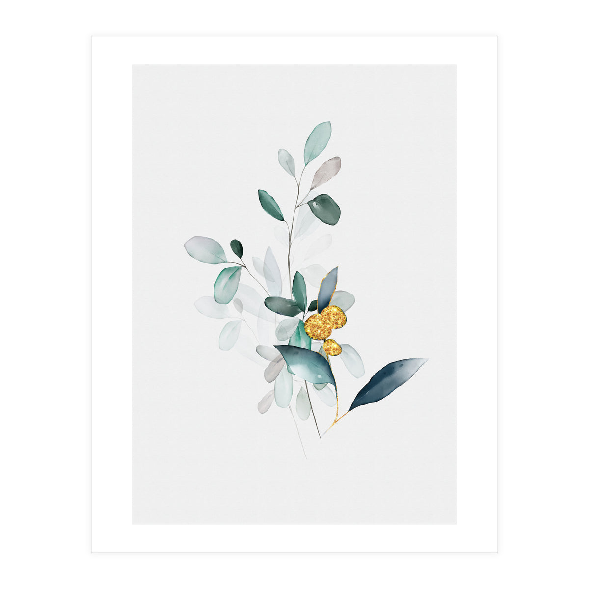 Modern Botanical Gold & Sage Study 02 (Print Only)