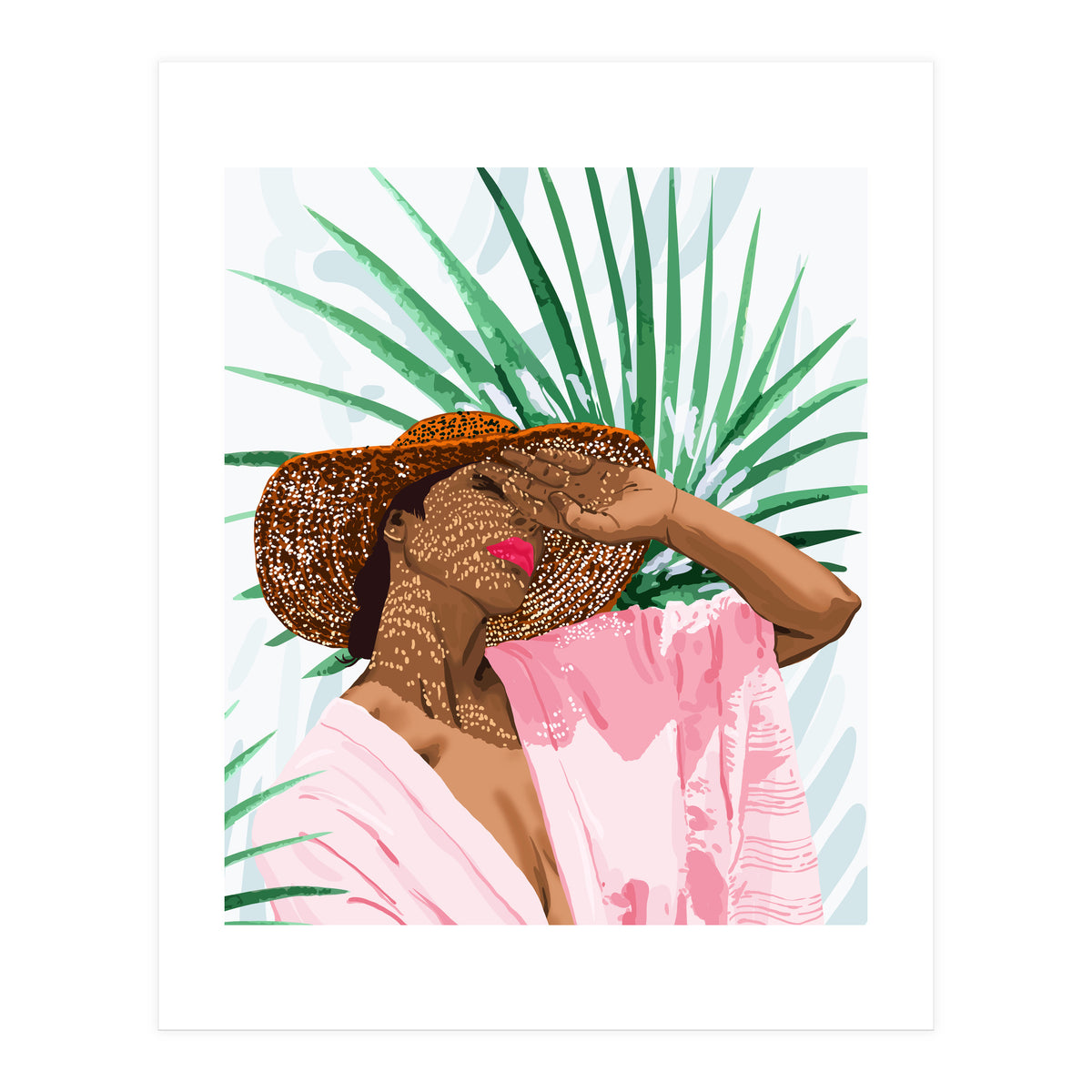 Sunshine in My Soul | Black Woman Tropical Travel | Modern Boho Palm Summer Vacation Fashion (Print Only)