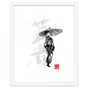 Geisha and umbrella by pechane