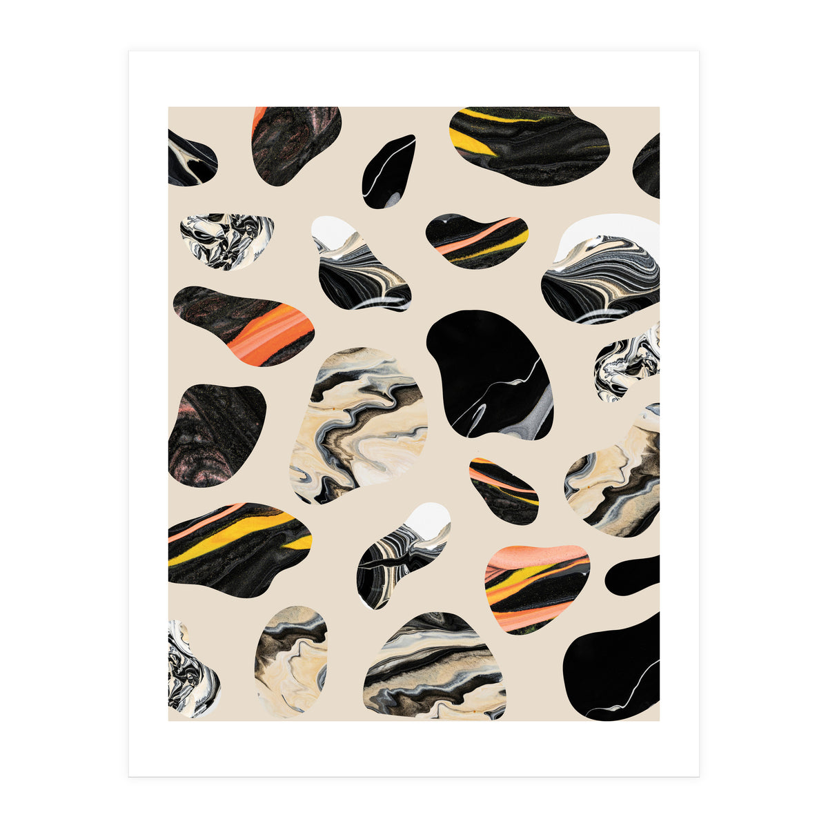 Marble Jelly Beans, Abstract Shapes Nature Eclectic Textures, Precious Stones Agate Dark Mystery (Print Only)