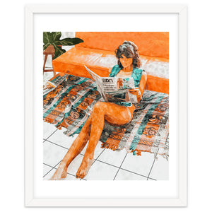The Gossip Column | Modern Bohemian Woman Hippie Décor | Staycation Fashion Painting by 83 Oranges