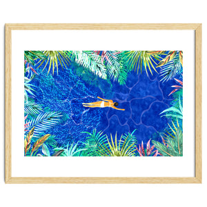 Tropical Jungle Pool | Forest Pop of Color Botanical | Travel Wild Plants Eclectic Watercolor Swim by 83 Oranges