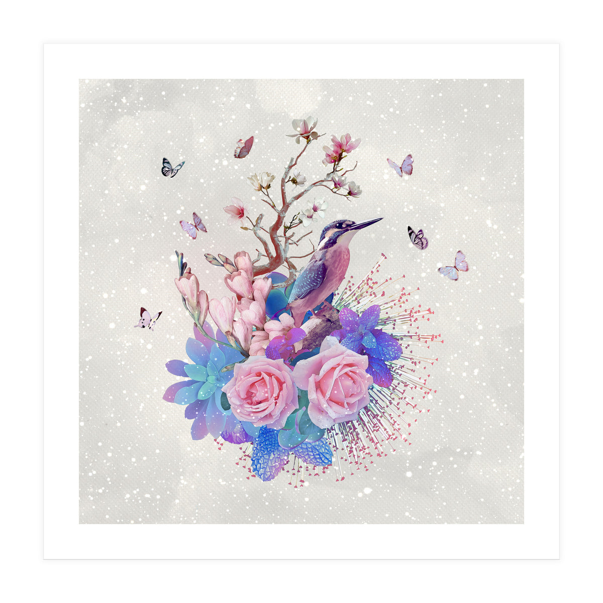 Floral Alcedo Atthis (Print Only)