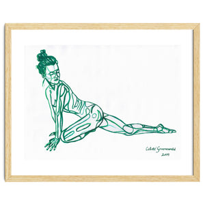 Pigeon Pose in Green by Celeste Groenewald