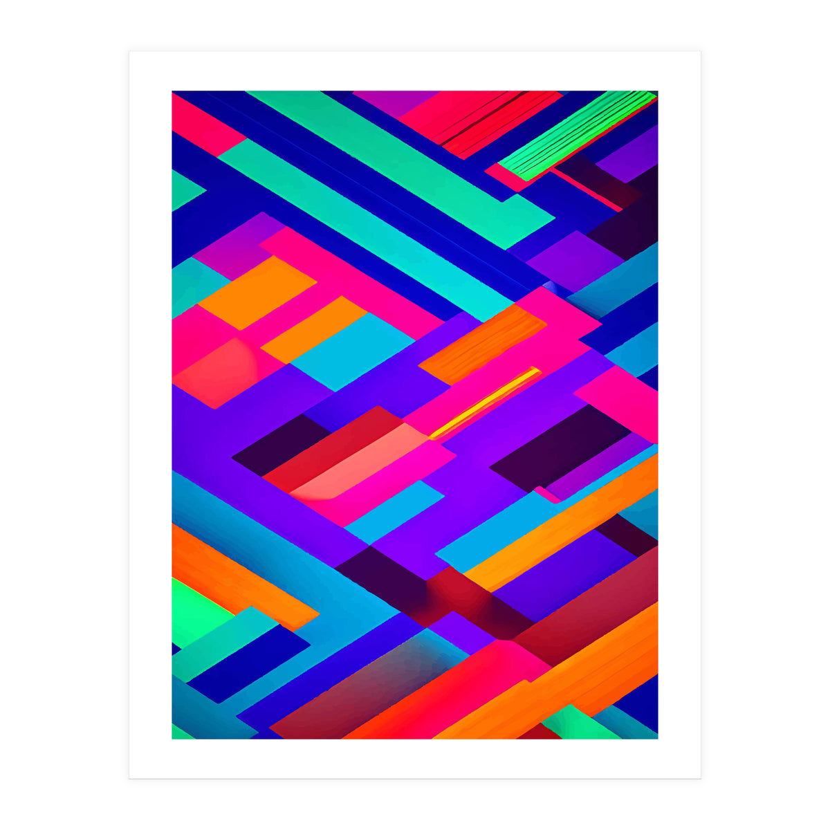 Eclectic Alignment, Abstract Maximalist Geometric Painting, Contemporary Modern Shapes, Pop Of Color (Print Only)