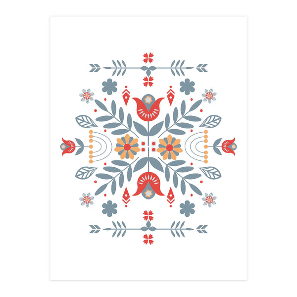 Scandinavian Folk Retro Flower Pattern (Print Only)