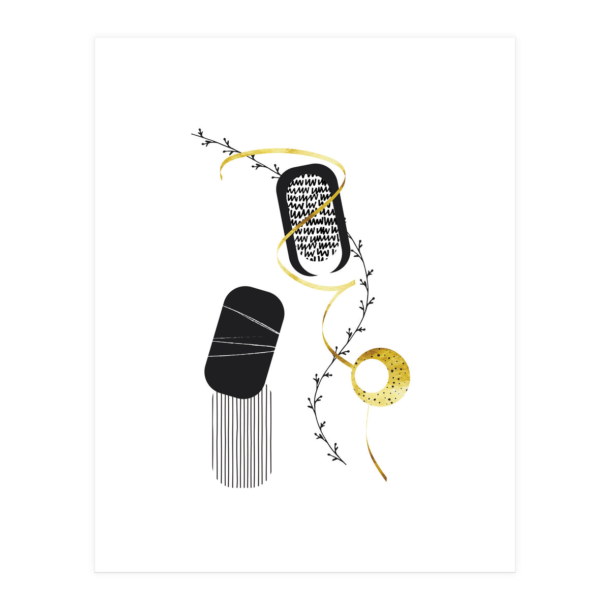Black & White Abstract No. 1 | gold (Print Only)