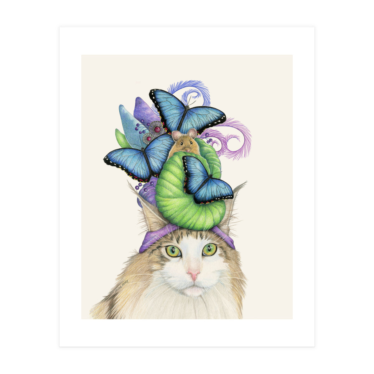 Bluehatcatbright (Print Only)