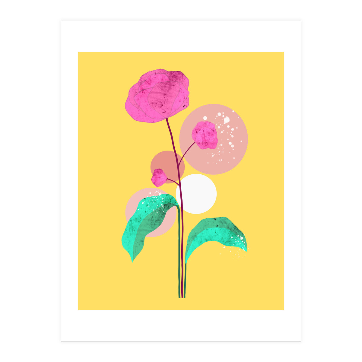 The Rare Bloom, Abstract Nature Floral Graphic, Eclectic Bohemian Modern, Pop of Color Illustration (Print Only)
