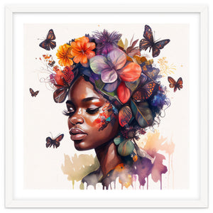 Watercolor Butterfly African Woman #2 by Chromatic Fusion Studio