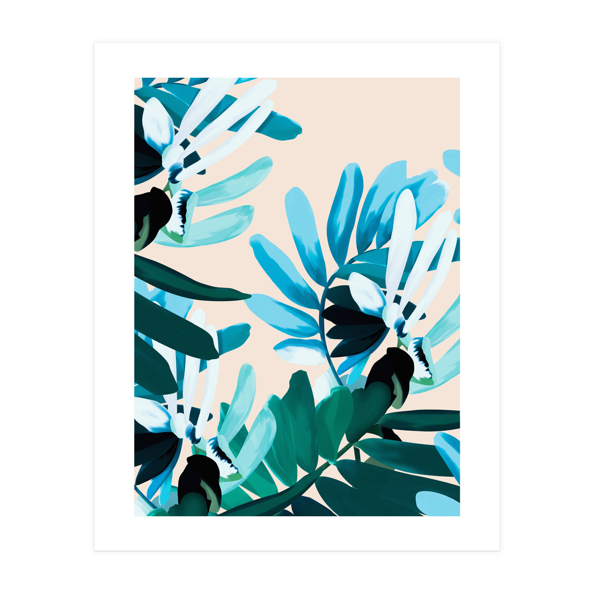 Large bluish botanical leaves (Print Only)