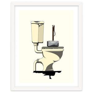 Thor's Hammer Mjolnir on the Toilet, funny bathroom humour by Wyatt9
