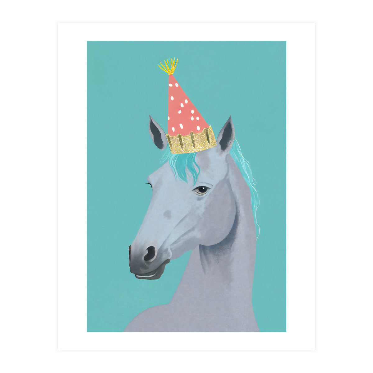 Horse with Party Hat Portrait (Print Only)