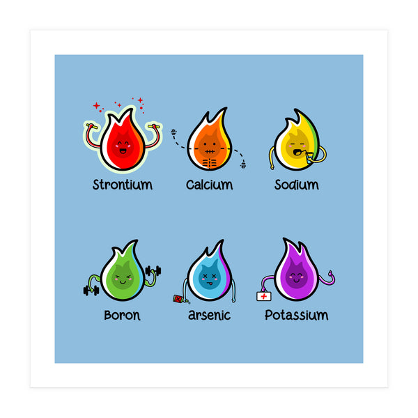 Kawaii Flaming Elements Science (Print Only)