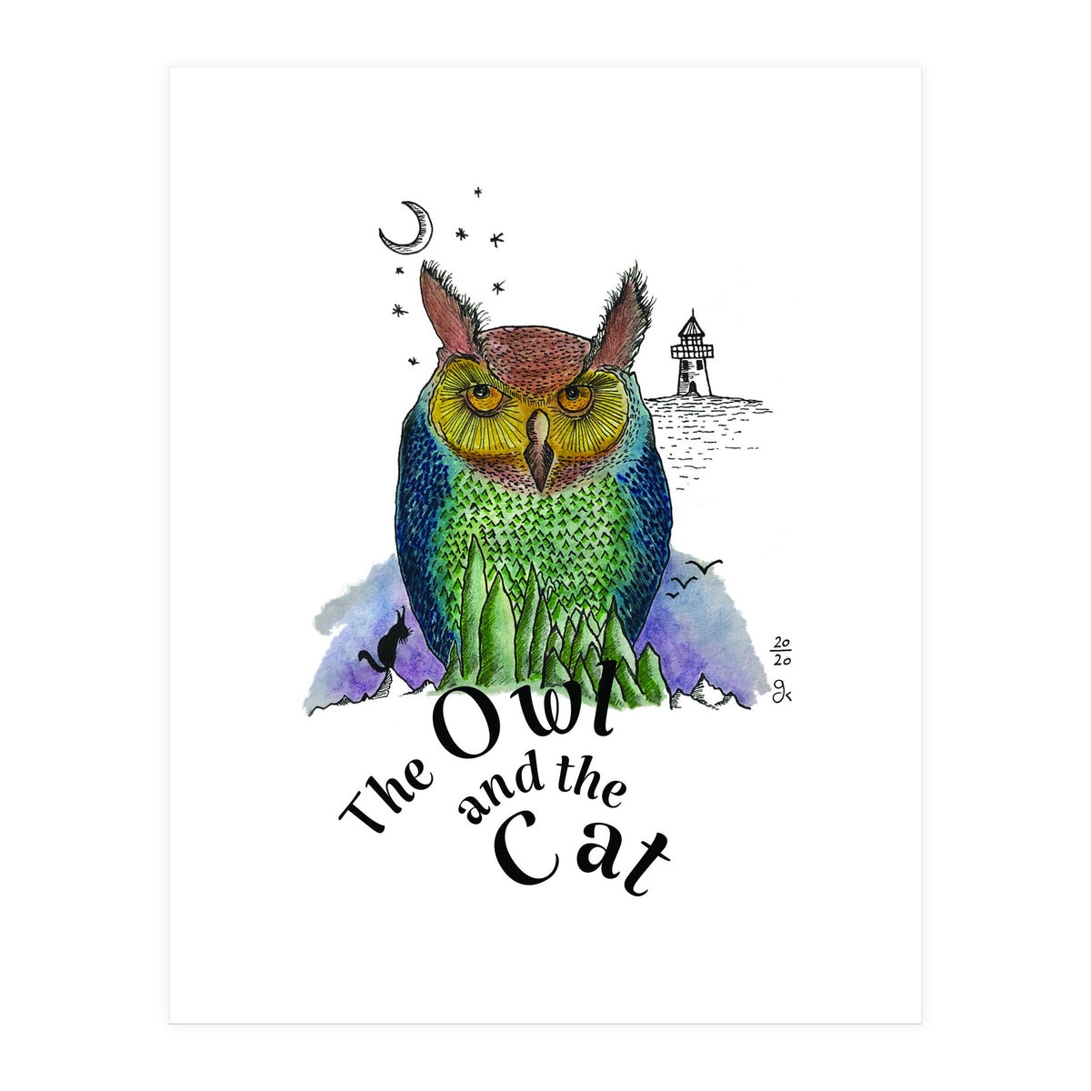 The Owl And The Cat (Print Only)