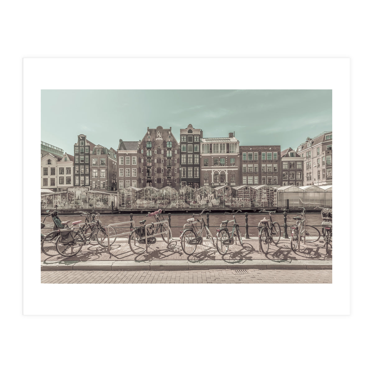 AMSTERDAM Singel Canal with Flower Market | urban vintage style (Print Only)