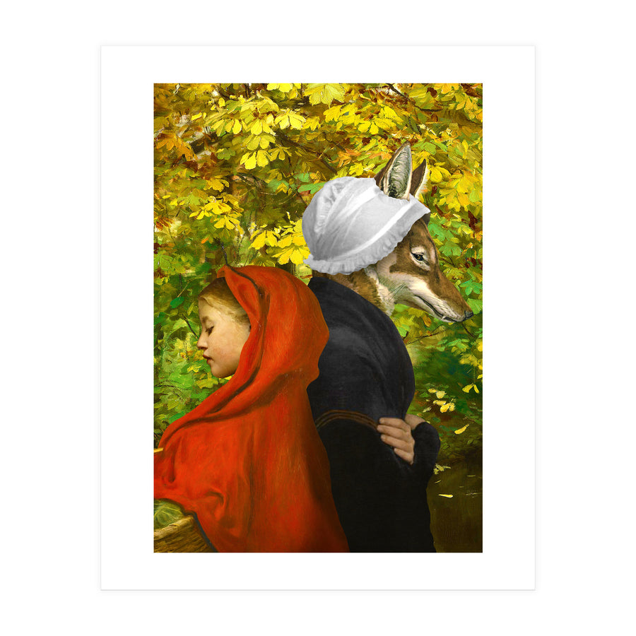 Red Riding Hood in a Black frame · white border