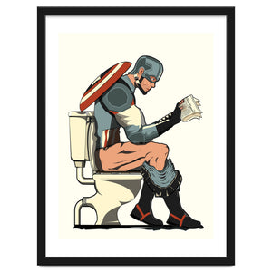 Captain America on the Toilet, funny bathroom humour by Wyatt9