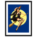 Pinup Sexy Witch Posing On A Broom thumbnail
