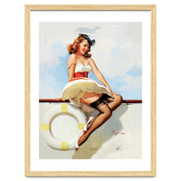 Sailing Pinup Girl With Captain Hat