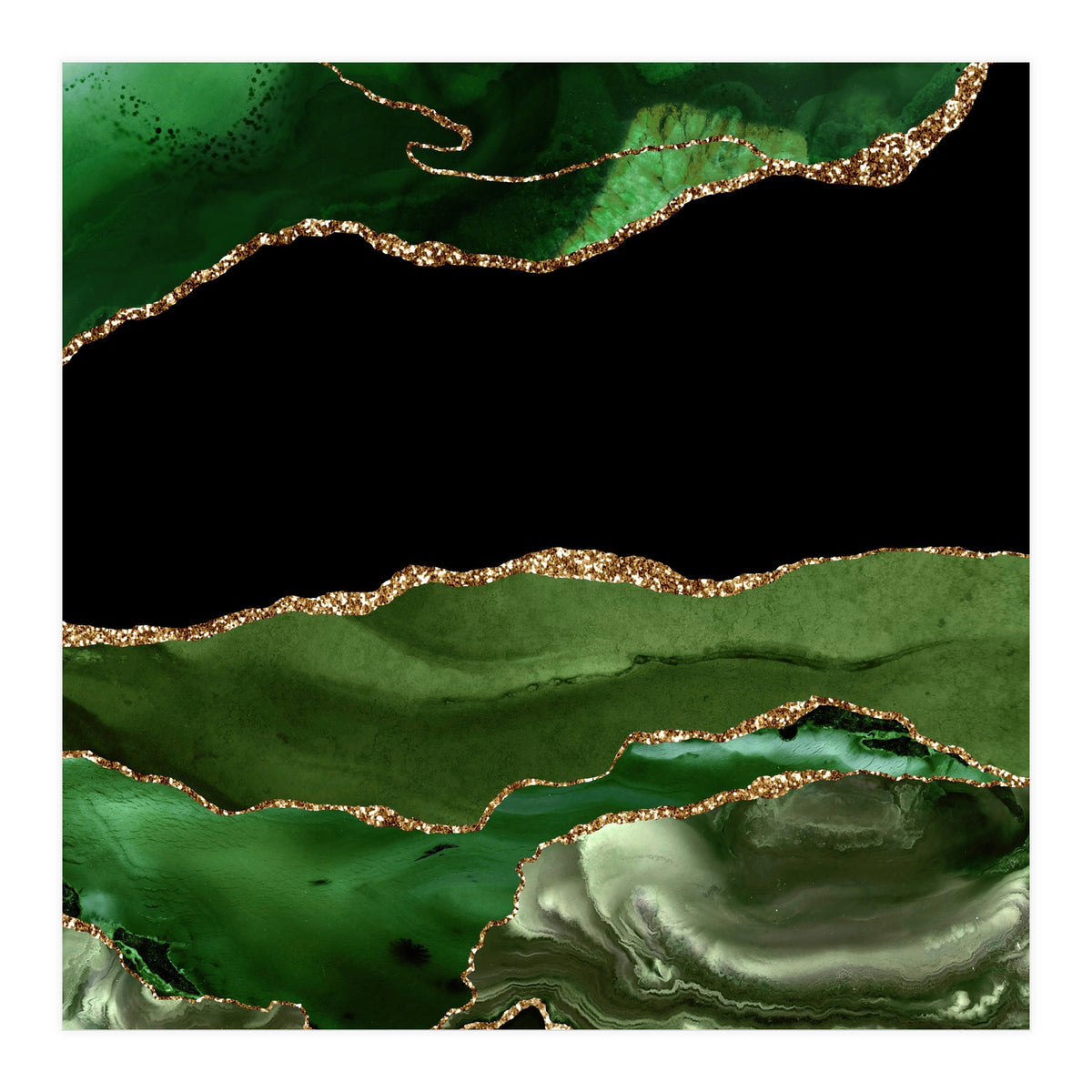 Green & Gold Agate Texture 16 (Print Only)