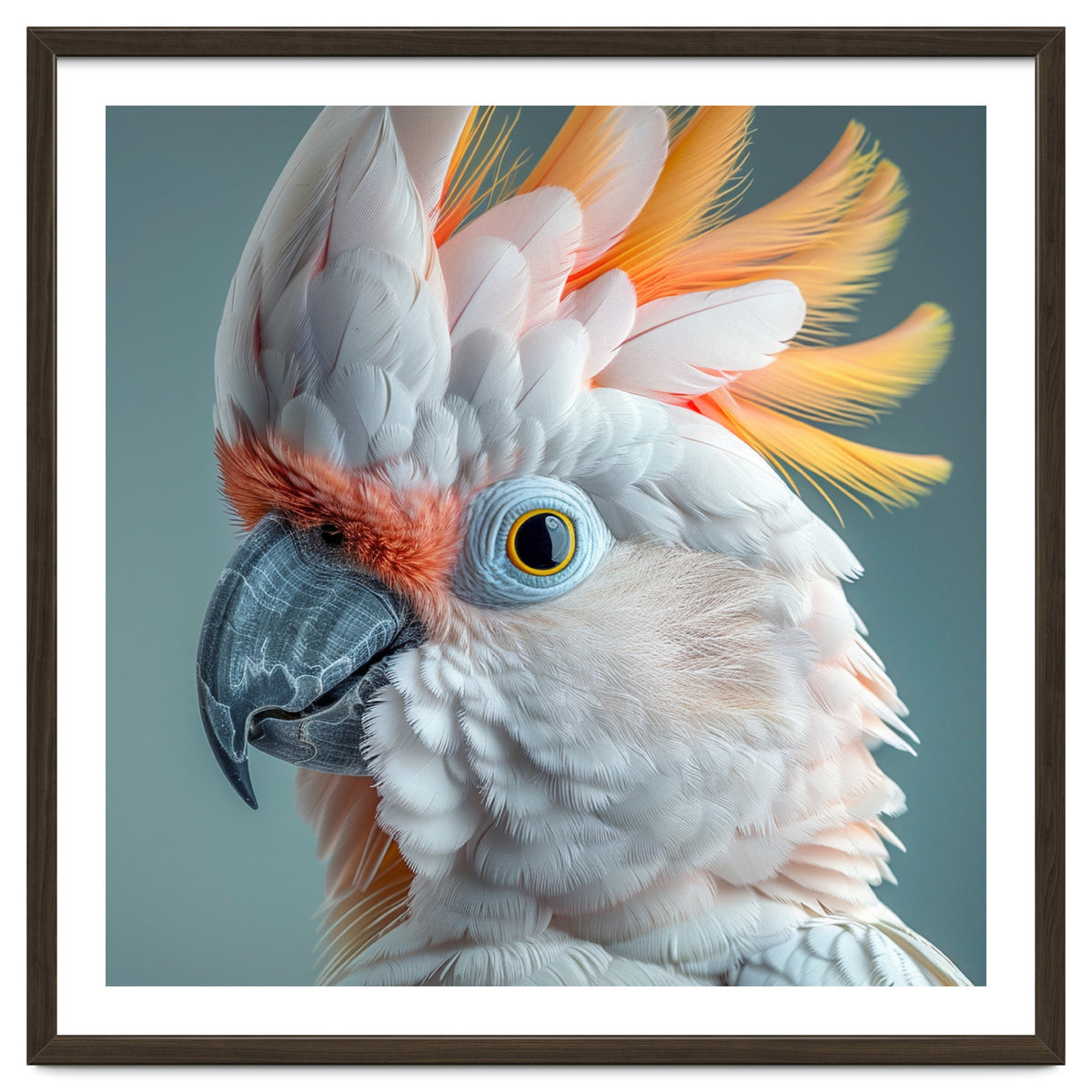 Salmon Crested Cockatoo Close Up Portrait