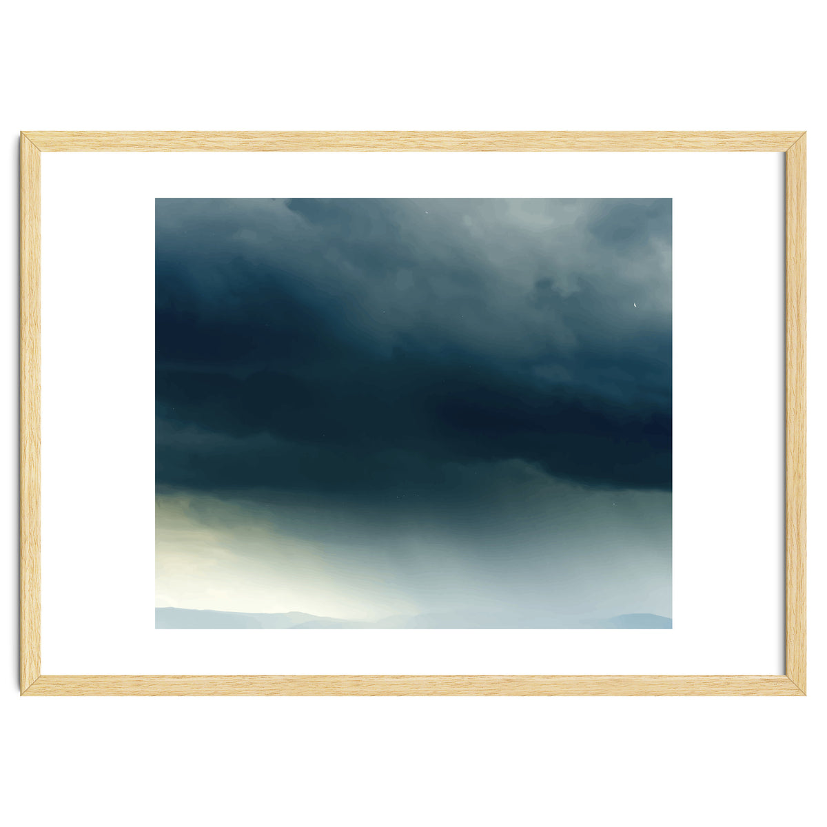 Storm Rain Clouds Watercolor Painting Blue Minimal Dark Sky Graphic