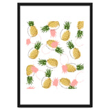 Pineapples & Pine Cones, Eclectic Tropical Nature Illustration, Quirky Fun Fruit Food Graphic Design thumbnail