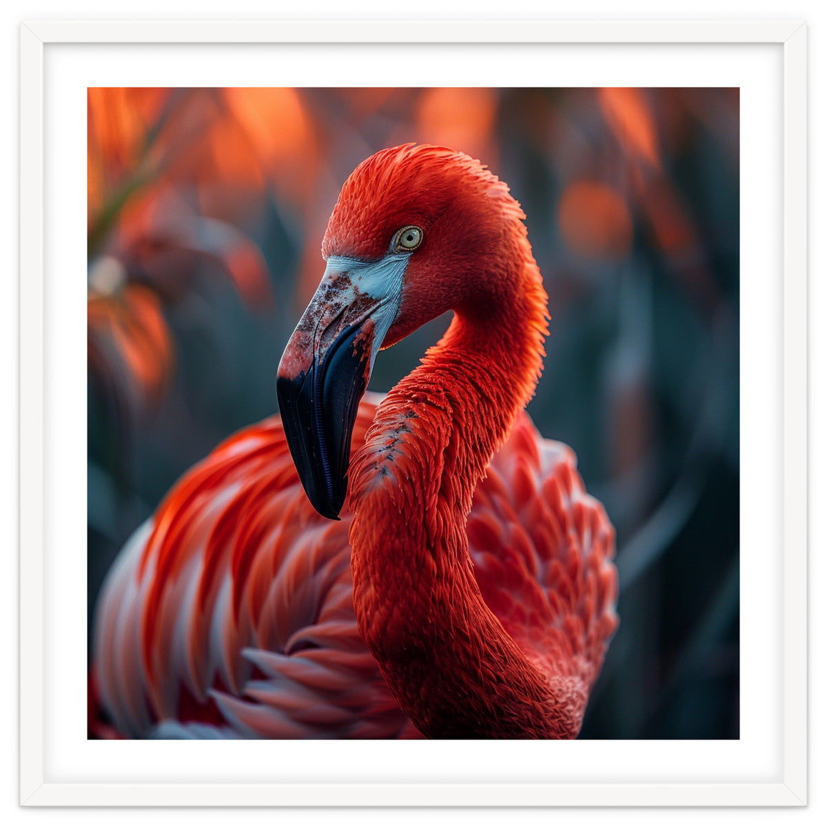 Vibrant Flamingo Close Up Portrait Outdoor Nature